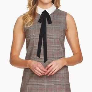 CECE Glen Plaid Sleeveless Shift Dress Lined